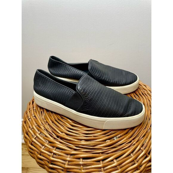 Vince Women's Slip-On‎ Loafers Shoes Size 6.5 Leather Black Snake Print - Picture 7 of 7